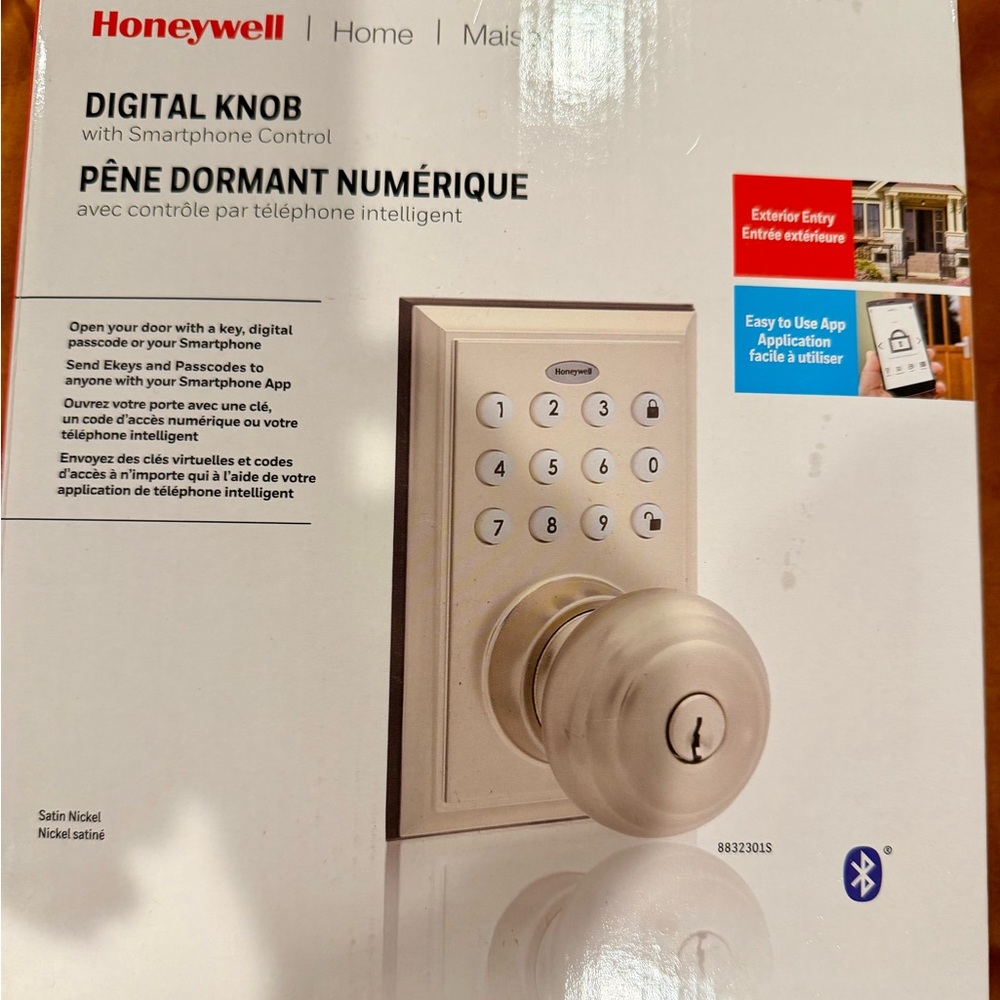 Honeywell Satin Nickel Digital Knob with Smartphone Control